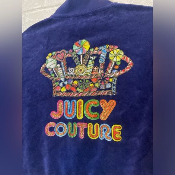 Juicy Couture Kids Classic Velour Zip up Jacket With logo and Graphic Design - Picture 3 of 7